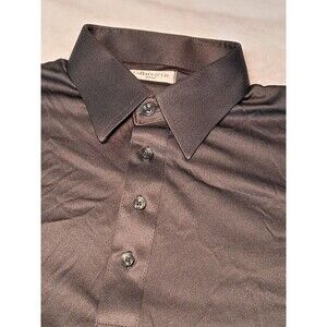NEW Collars & Co Dress Collar Polo Shirt Black Stretch Short Sleeve Size M